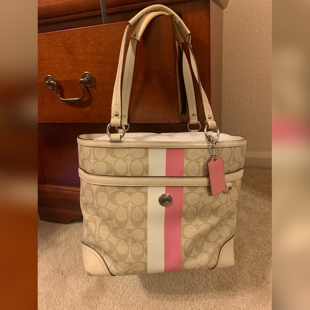 Coach shoulder bag tote pink